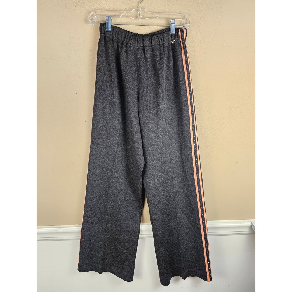 St John Sport By Marie Gray Womens Black Pink Wool Blend Wide Leg Pants Small